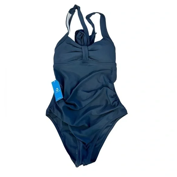 CUPSHE dark blue Women's One Piece Cross Back Self-Tie - size XS - Picture 4 of 7